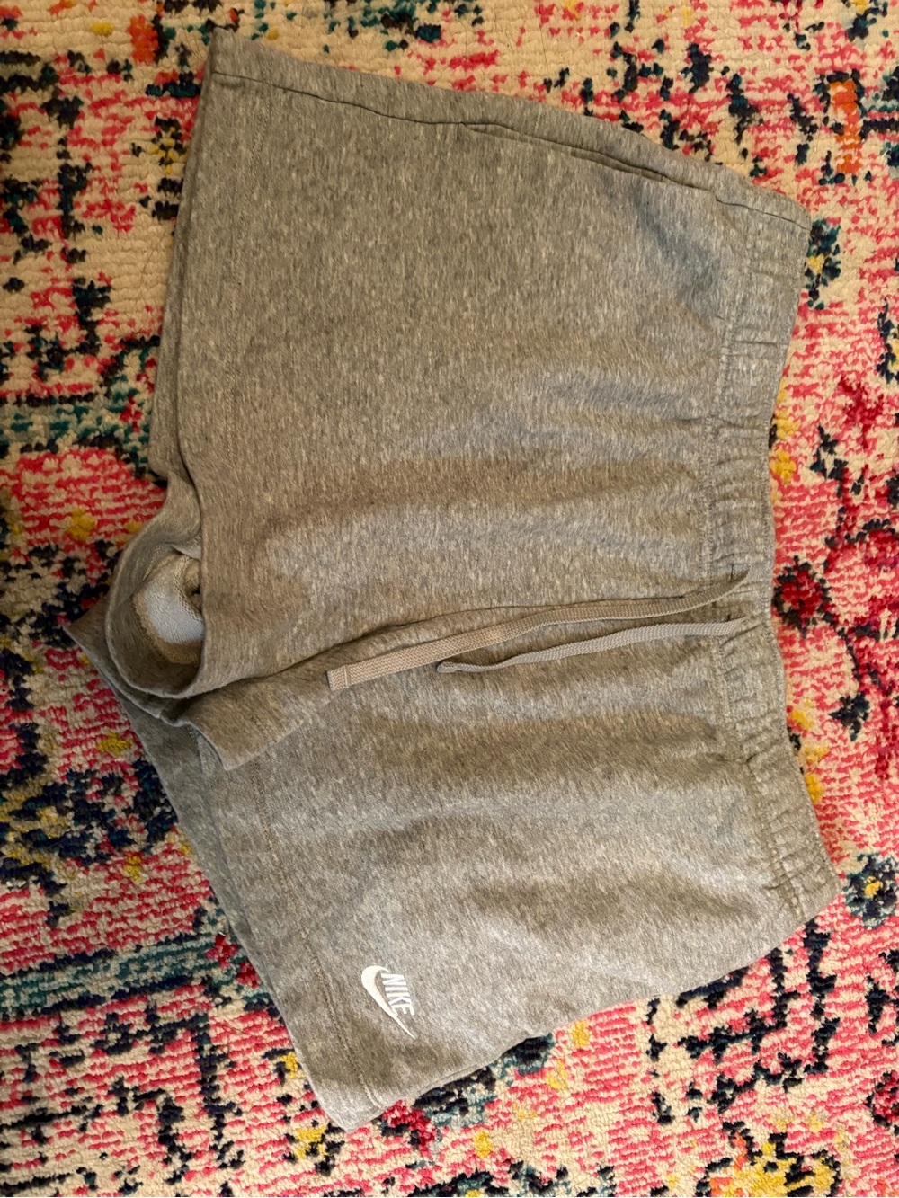 Nike Light Gray Terry Lounge Shorts with Logo Tag